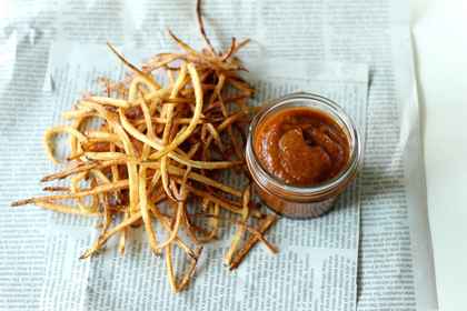 Shoestring French Fries with Peach Ketchup