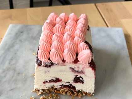 Strawberry-Pretzel Ice Cream Cake